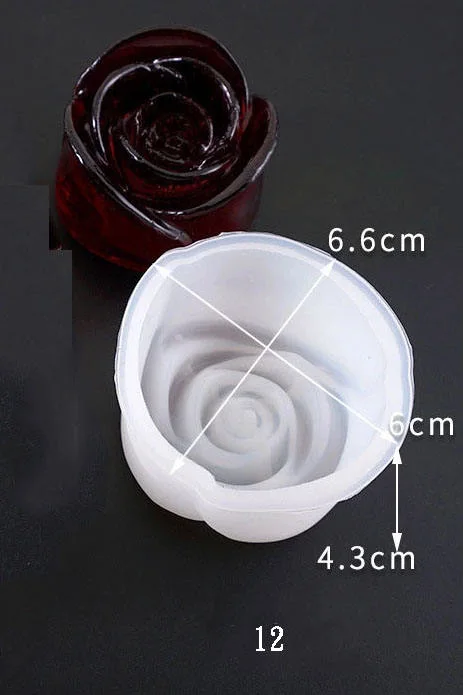 12 PCS 3D Flower Rose Silicone Mold Resin DIY Craft Mould Jewelry Making Tools Epoxy Casting Molds