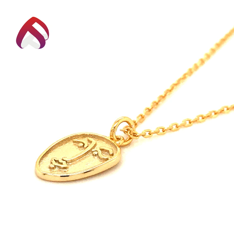 Gold Plated 925 Silver Face Pendant Matte Finished Plain Silver Necklace