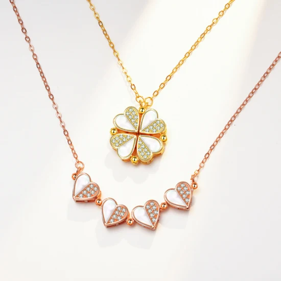 Ожерелье из стерлингового серебра S925, модные ювелирные изделия, ожерелье с сердцем из 18-каратного золота, вымощенное полукамнем